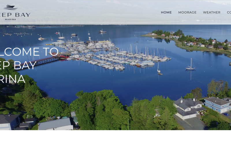Hero section of Deep Bay Marina's new site.