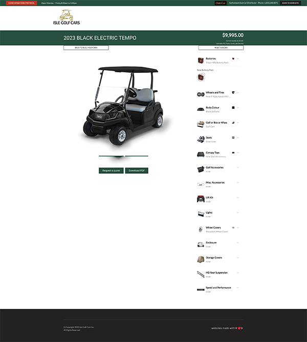 Isle Golf Cars Builder Homepage Full View