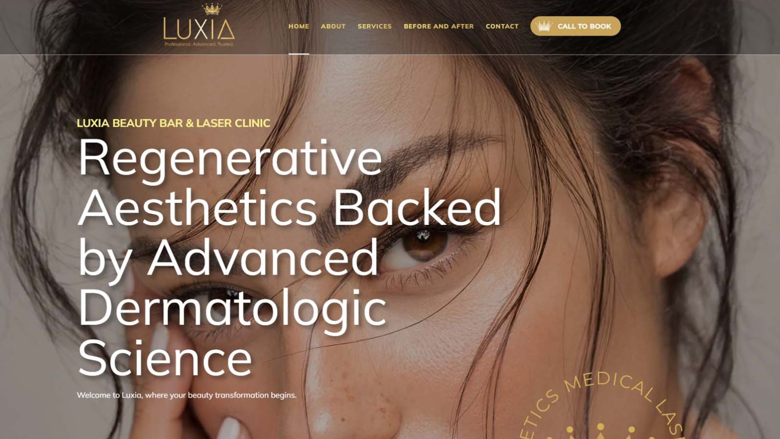 Luxia Beauty Bar & Laser Clinic Home Hero Desktop View