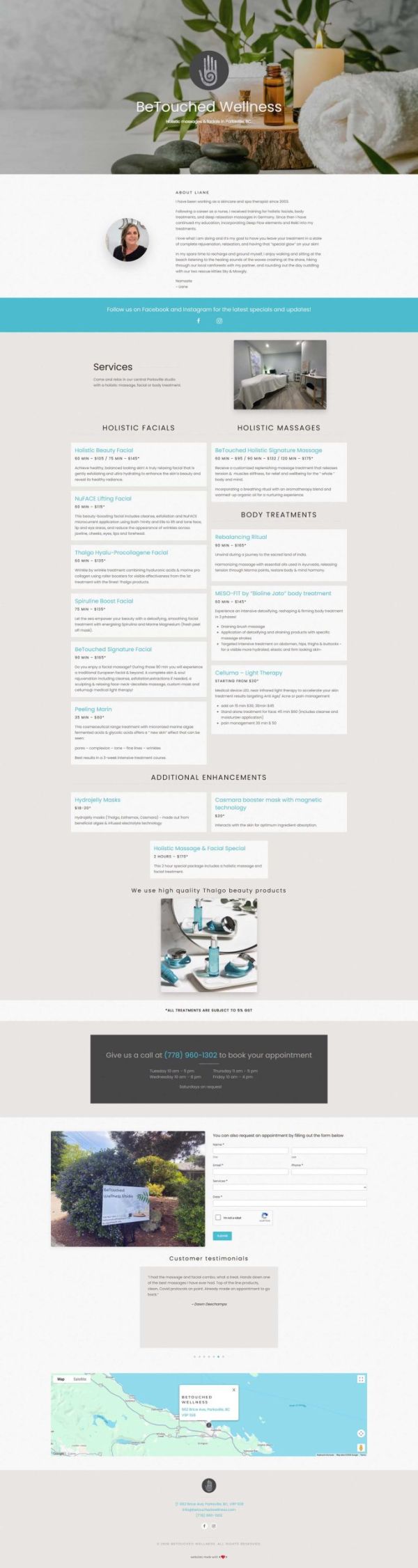 BeTouched Wellness Homepage Full View