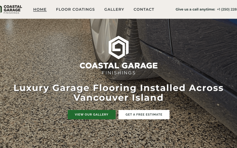 The hero section of the new Coastal Garage website