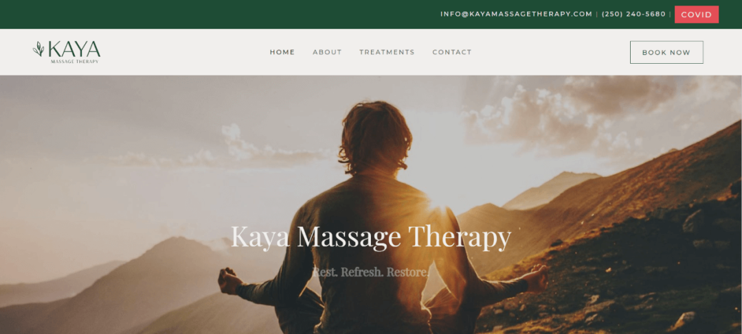 Kaya Massage Therapy screenshot by Websites Made With Love