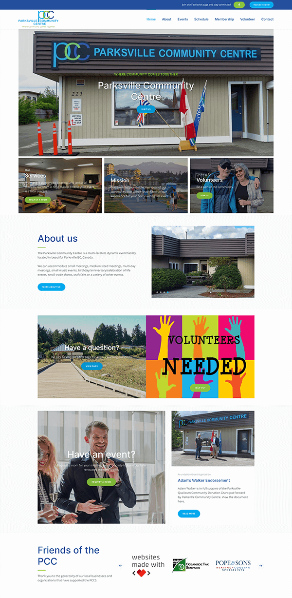 Parksville Community Centre Homepage Full View