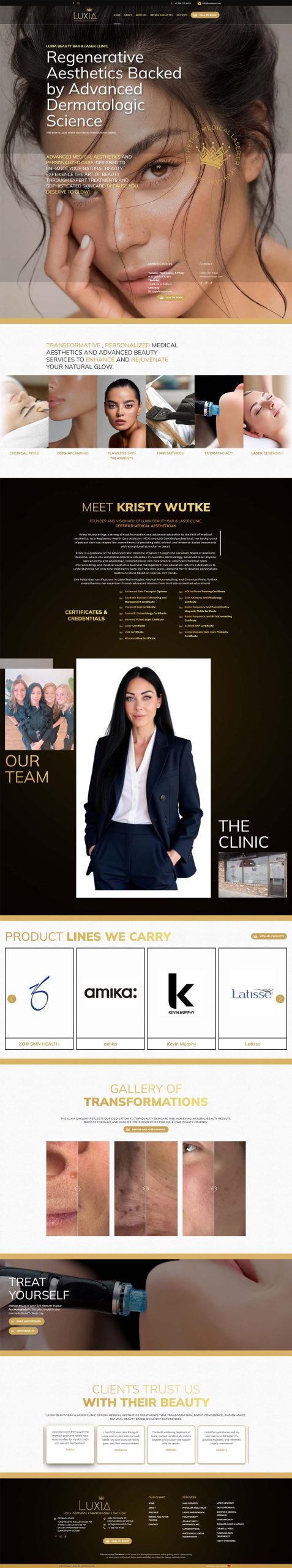 Luxia Beauty Bar & Laser Clinic Homepage Full View