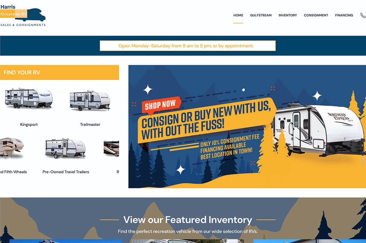 Oceanside RV Home Hero Desktop View