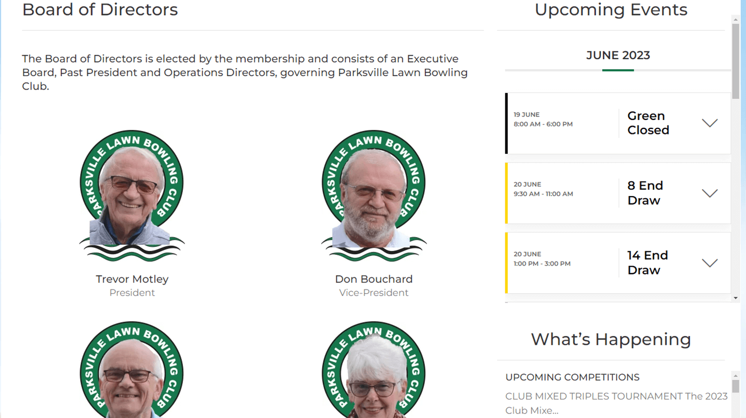 screenshot of board of directories for PLBC