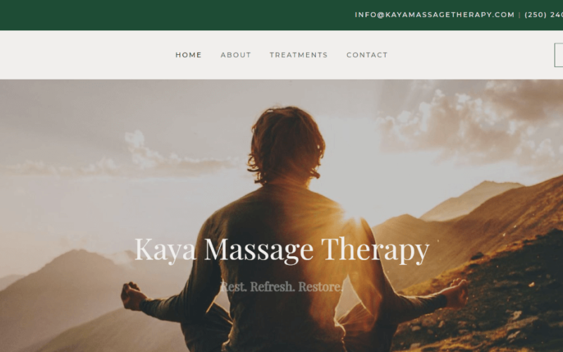 Kaya Massage Therapy screenshot by Websites Made With Love