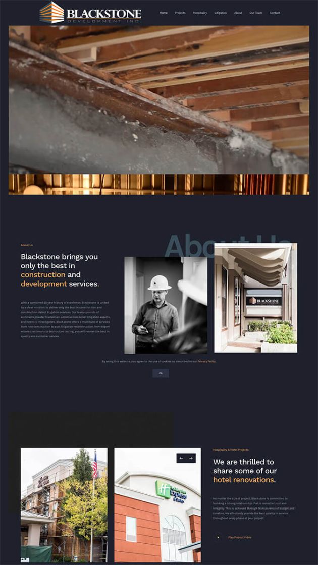 Screenshot of homepage of Blackstone Dev Inc website