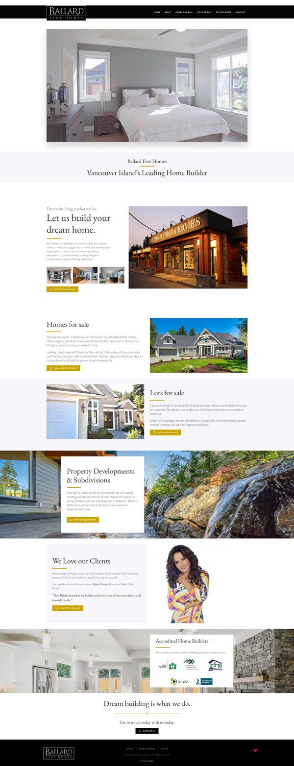 Ballard Fine Homes Full Homepage View
