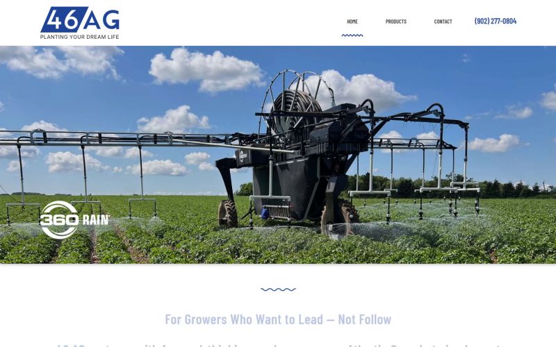 Hero section of Cradle Ag Solutions website