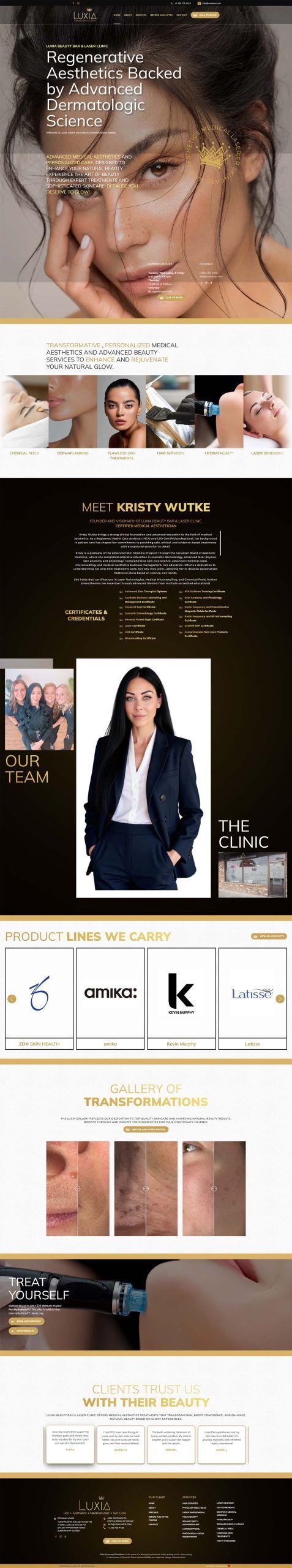Luxia Beauty Bar & Laser Clinic Homepage Full View